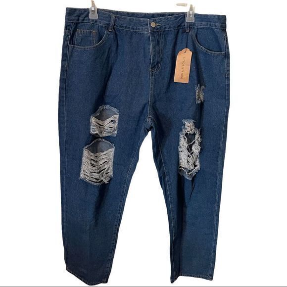 NWT Allabreve Women's Plus Size Distressed Ripped Skinny Jeans Blue Size‎ 4XL - Picture 1 of 4